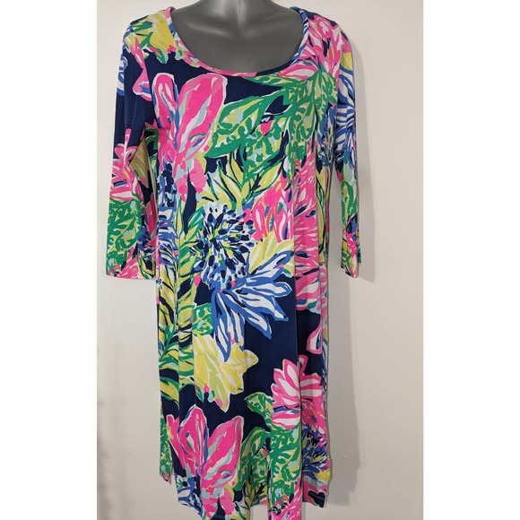 Lilly Pulitzer KENZIE Sz M Dress Rare Travelers Palm Pattern - Picture 2 of 8